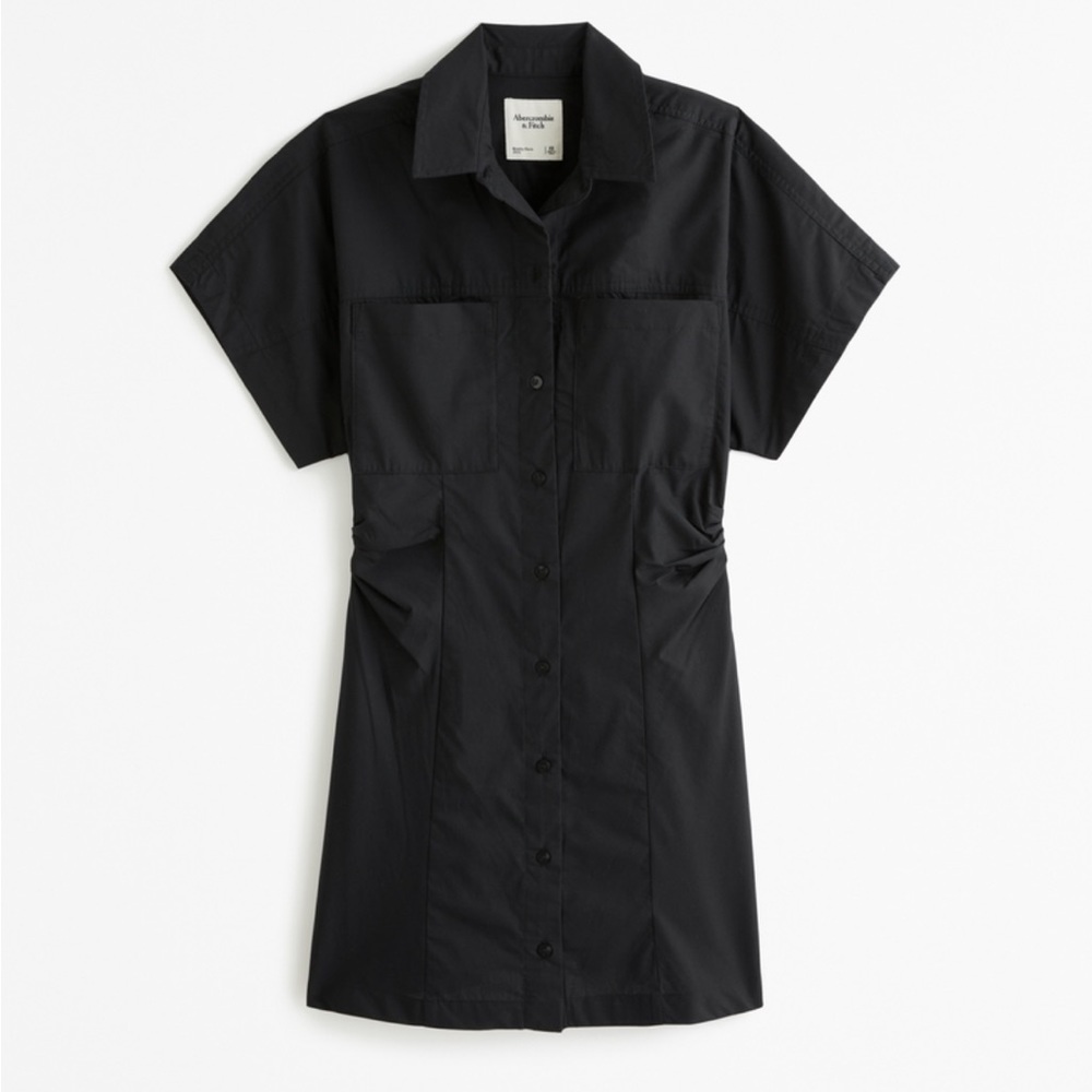 Abercrombie & Fitch Black Short-Sleeve Shirt Dress